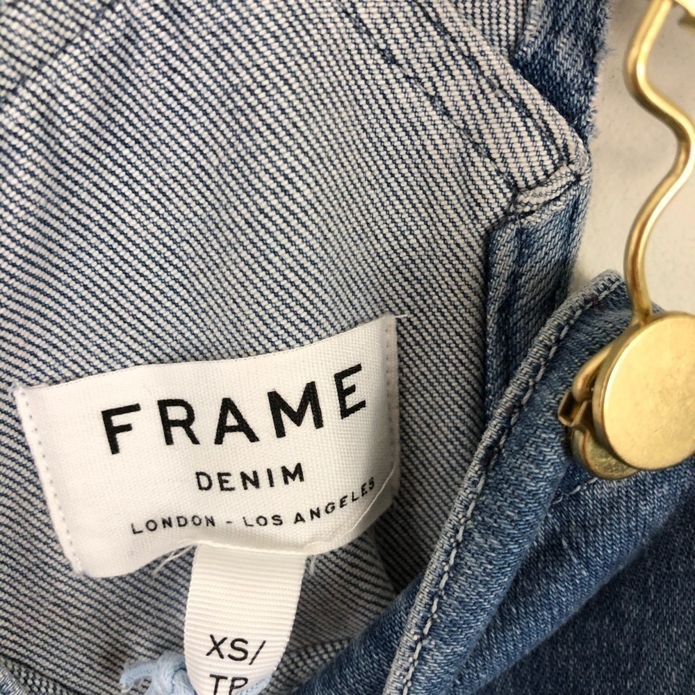 Frame Denim Blue Crop Boyfriend Overalls XS - Picture 8 of 9